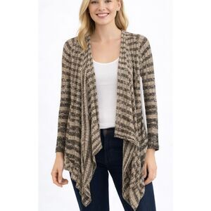 INC International concepts open knit striped draped cardigan sweater m